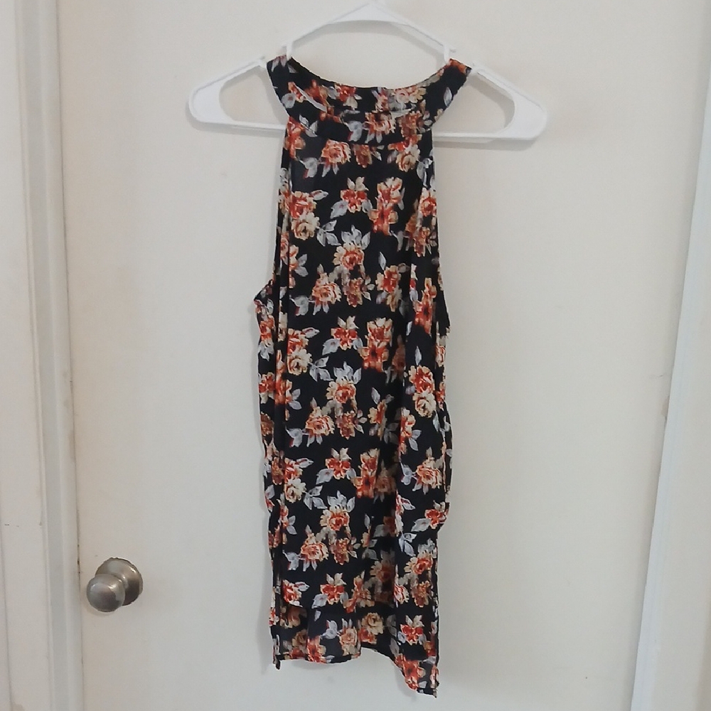 Paper Crane Navy Floral Halter Dress